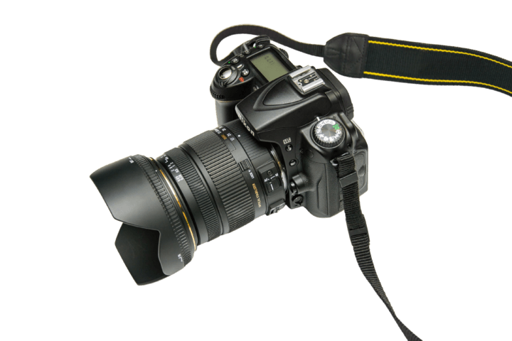 DSLR camera on a clean background
