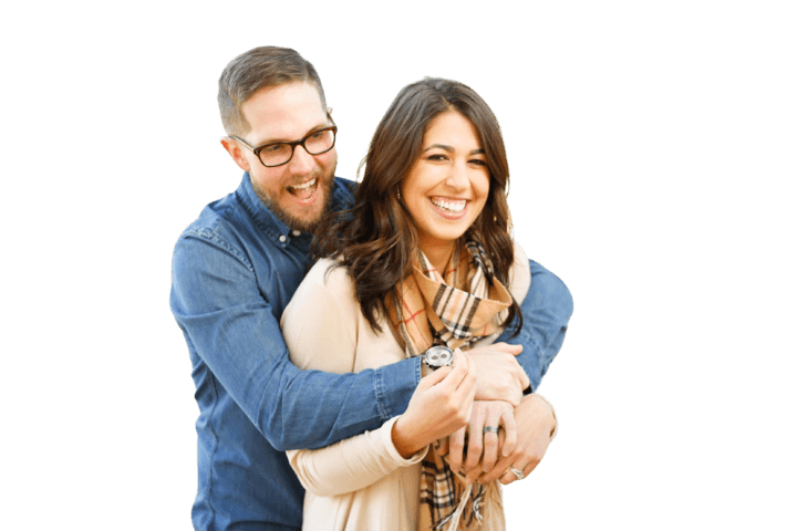 Smiling couple on a clean background