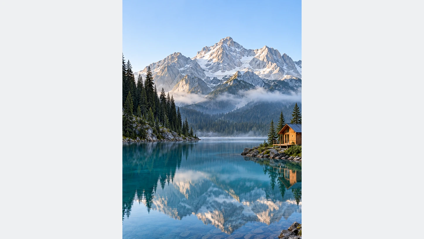 An original image and a wider version with AI-generated surroundings