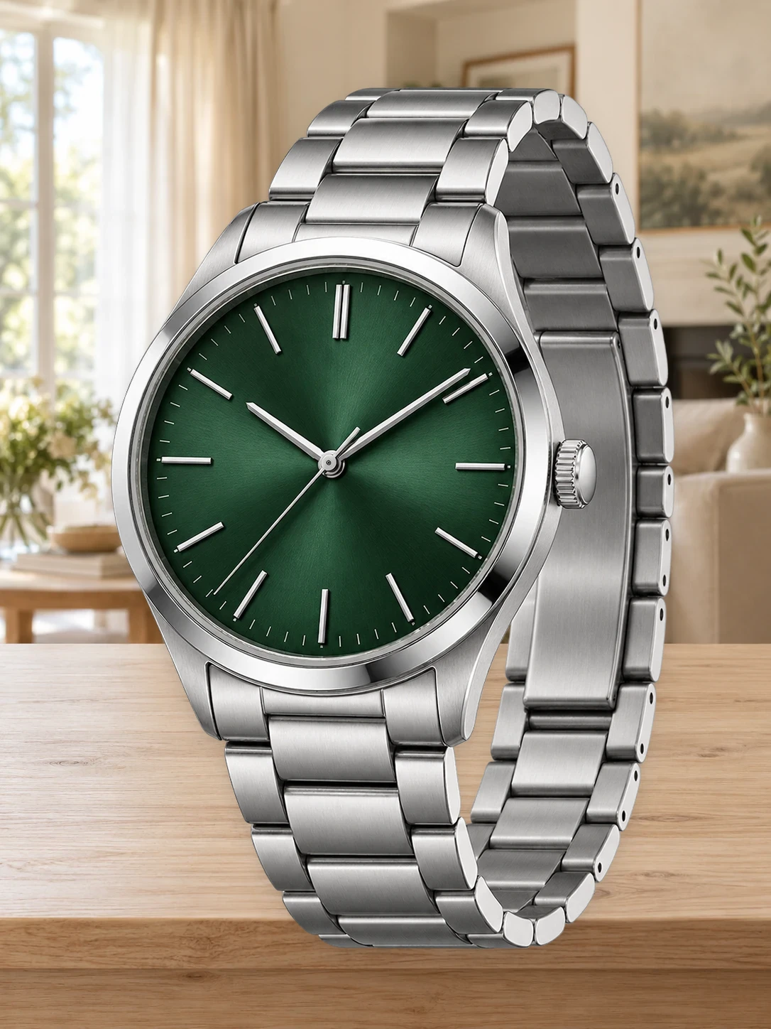 A generated background and the composed product image